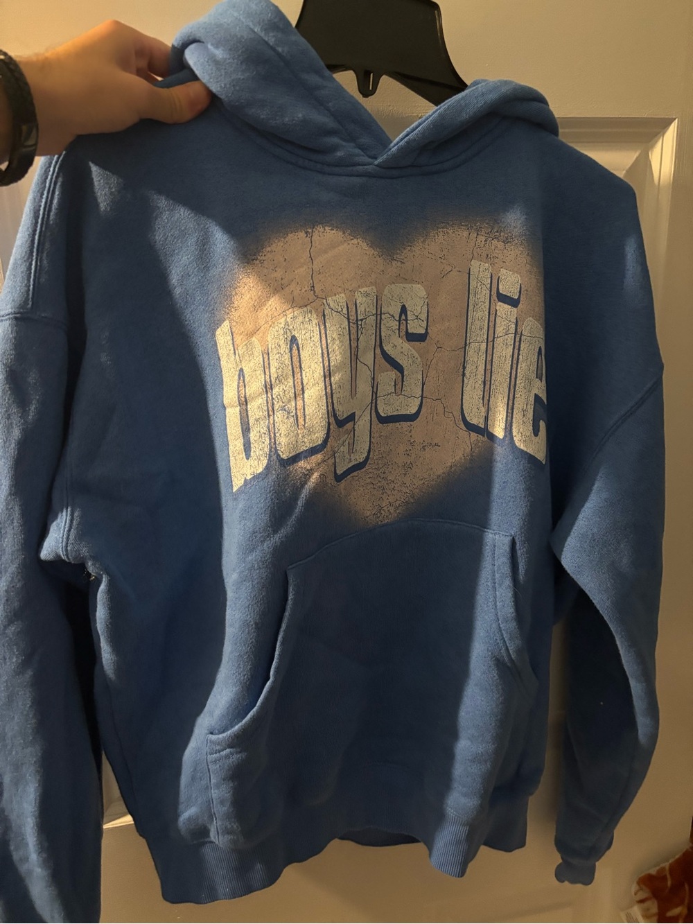 Blue Boys Lie Graphic Hoodie size xs
